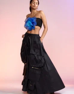 Discount Cynthia Rowley Taffeta Cargo Skirt BLACK