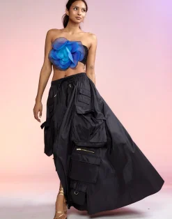 Discount Cynthia Rowley Taffeta Cargo Skirt BLACK