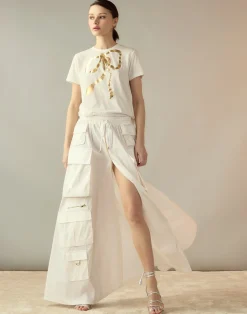 Hot Cynthia Rowley Taffeta Cargo Skirt White
