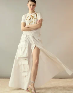 Hot Cynthia Rowley Taffeta Cargo Skirt White