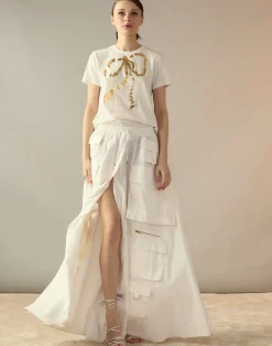 Hot Cynthia Rowley Taffeta Cargo Skirt White