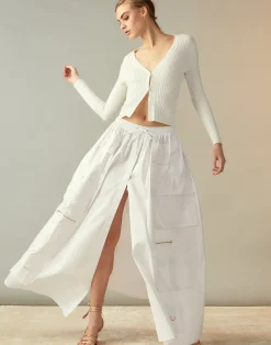 Hot Cynthia Rowley Taffeta Cargo Skirt White