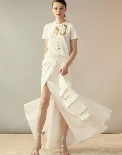 Hot Cynthia Rowley Taffeta Cargo Skirt White