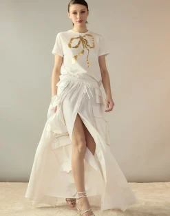 Hot Cynthia Rowley Taffeta Cargo Skirt White