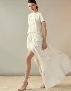 Hot Cynthia Rowley Taffeta Cargo Skirt White