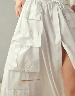 Hot Cynthia Rowley Taffeta Cargo Skirt White