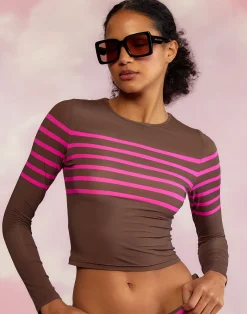 Clearance Cynthia Rowley Taylor Rashguard BRWPNK