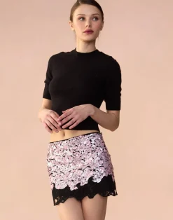 Online Cynthia Rowley The Cosmo Sequin Skirt BLKPNK