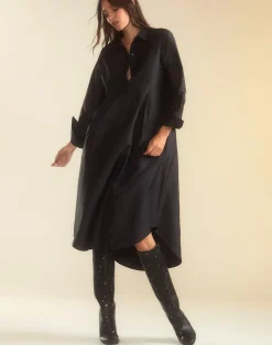 Best Cynthia Rowley Undercover Silk Taffeta Shirt Dress BLACK