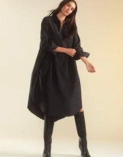 Best Cynthia Rowley Undercover Silk Taffeta Shirt Dress BLACK
