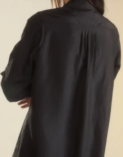 Best Cynthia Rowley Undercover Silk Taffeta Shirt Dress BLACK