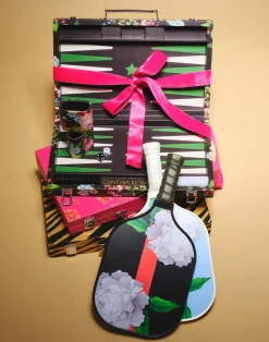 Fashion Cynthia Rowley Vegan Leather Backgammon Set BLKFL