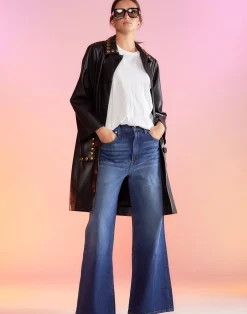 Discount Cynthia Rowley Vegan Studded Leather Coat BLACK