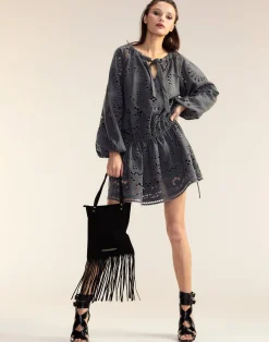 Discount Cynthia Rowley Wellesley Embroidered Dress HGREY