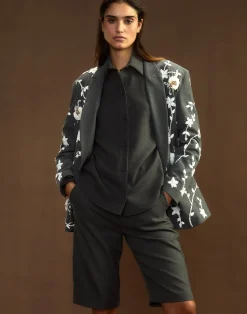 Discount Cynthia Rowley Wellesley Flannel Suiting Shorts HGREY