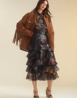 Outlet Cynthia Rowley Westward Fringe Suede Jacket BROWN