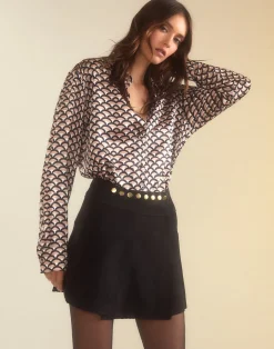 New Cynthia Rowley Westward Suede Wrap Skirt BLACK