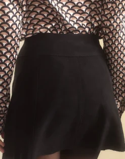 New Cynthia Rowley Westward Suede Wrap Skirt BLACK