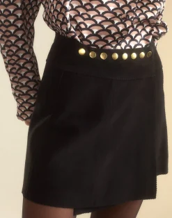 New Cynthia Rowley Westward Suede Wrap Skirt BLACK