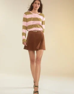 Outlet Cynthia Rowley Westward Suede Wrap Skirt BROWN