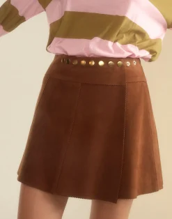 Outlet Cynthia Rowley Westward Suede Wrap Skirt BROWN